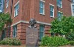 Bust of George Washington at the entrance of George Washington University, established in 1821 in Washington, DC.