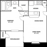 Floor plan of a 1 bedroom, 1 bathroom apartment at The Park at Veneto in Fort Myers, FL