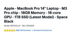 SEALED 2023 Macbook Pro 14" BLACK M3 PRO 18GB 1TB