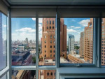 Panoramic view of Brooklyn from AVA DoBro apartment windows showcasing urban skyline and rooftops