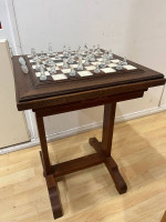 Wooden Chess Table/ Side Table W/ Elegant Marble Chess Board