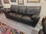 Beautiful Black Leather Sofa w/upholstered backs Natuzzi Leather