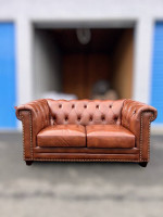 Top Grain Leather Chesterfield Loveseat Brown Sofa Delivery Available