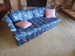 2x vintage SOFA sofas reupholstered satin floral