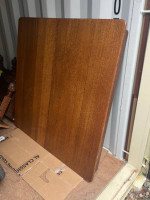 Refinished Antique square tiger Oak Kitchen table with one leaf