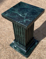 End table with marble pedestal or base and 0.5 inch thick glass top