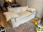 Crate & Barrel Slipcovered Ever Apartment Sofa/Couch in Redford Oyster