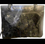 Valentino Black Leather and Lace Demetra Tote