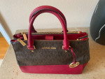Michael Kors Sutton Medium Signature Satchel Brown And Maroon