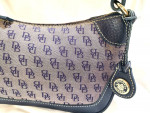 Dooney & Bourke Small Purse Monogram Gray Blue Leather Shoulder Bag