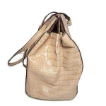 Antonio Melani Faux Leather Tote Style HandBag, Champagne 14" X 11" X 6",