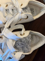 White Sneaker w/ Gray Fur Lined Tongue - Size 6