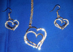 Beautiful Double Hearts Necklace & Earrings Set - On Sale!