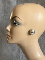 Vintage Taxco Sterling Silver Quality Round Earrings. Clip-Ons, 17.7Gr