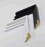 Modern Floating Wooden Stylish Frame Black and White for Canvas Paintings Stretched on Thick Subframe. Frame Width 1.58" x Height 1.38"