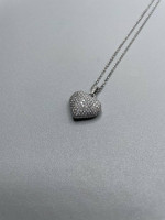 14K White Gold Cable Chain with an 18K White Gold Diamond Heart Charm
