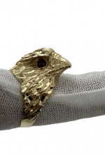 10K Yellow Gold Eagle Head Men's Ring Gardent Eyes (15.6 Gr / Size 8)