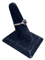 10K White Gold Red Stone Ring  - Size 7 - 2.2g