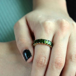 14K Solid Yellow Gold Full Eternity Ring - Emerald Cut