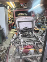 Interior view of a 1934 Pontiac Coupe chassis showcasing its solid structure and vintage design.