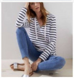 $72 Ann Taylor LOFT Stripe Hoodie Top Shirt M 8 10 Striped Cotton