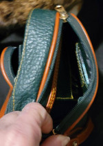 Vintage Dark Green Brown Leather Dooney & Bourke Cross Body Bag Medium