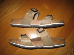 Birki's Birkenstock Gold Open-Toe Sandals with Black Buckles, Size 10!