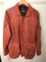 Men's (sz 42) Caramel colored leather jacket w/ wool lining