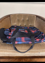 Le Sportsac Weekender Luggage Set Of 2 Red Blue Plaid Travel Bags Roomy Carry On