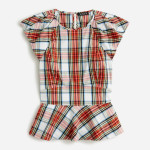 (NEW) WOMEN’S J.CREW CAP-SLEEVE PEPLUM TOP IN SNOWY STEWART TARTAN