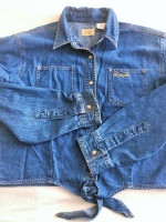 Vintage Wrangler Denim Jacket - Front Tie Top - Crop Top - Wms XL