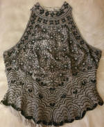 VTG. A. PAPELL BOUTIQUE BEADED *SILK* HALTER  TOP