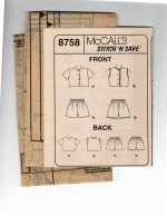 UNCUT Girls Sizes (7-8-10-12-14) McCalls Easy Sewing Pattern 8758