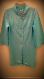 Vintage 1960s Designer Turquoise Blue Coat * Unique Style *