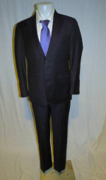 Hickey Freeman Loro Piana 150 Solid Navy Blue Custom Two Button Suit 40S
