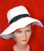Vintage White Fuzzy Hat MR JOHN 1950's