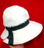 Vintage White Fuzzy Hat MR JOHN 1950's