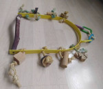 Sunshine Yellow Large Metal/Wood Arched Bird Perch/Swing with Toys