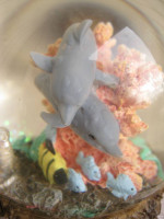 3 Wind-up Music Box Snow Globes Pink Child, Disney Mouse Ocean Dolphin