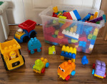 Step 2 building Table w/HUGE assortment of mega blocks; farm/vehicle