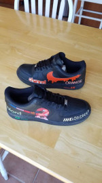 Customized Size 13 Nike Air Force 1 Triple Black '07 Shoes 315122-001