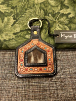 106-OMT Myra Bag Keychain “No Place Like Home”Cowhide Leather Key Fob S-8