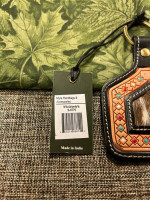 106-OMT Myra Bag Keychain “No Place Like Home”Cowhide Leather Key Fob S-8