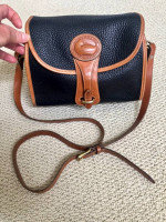 Dooney and Bourke Genuine All-Leather Navy/British Tan handbag