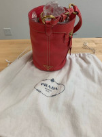 Authentic Pink Prada leather bucket- like New
